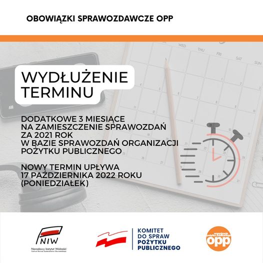 wydluzenie terminu sprawozdania OPP 2022