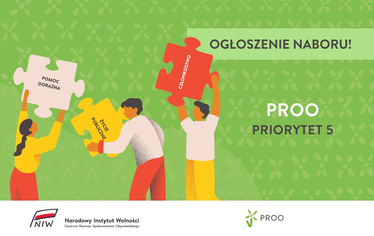 Ogłoszenie o naborze wniosków w ramach Programu Rozwoju Organizacji Obywatelskich na lata 2018-2030 PROO, Priorytet 5 Wsparcie doraźne, Edycja 2024