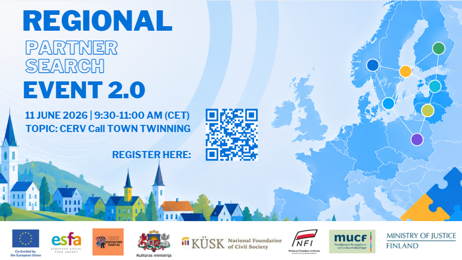 Regionalne Wydarzenie Poszukiwania Partnerów dla konkursu „Partnerstwo miast” (CERV-2026-CITIZENS-TOWN-TT) – formularz zgłoszeniowy Regionalne Wydarzenie Poszukiwania Partnerów dla konkursu „Partnerstwo miast” (CERV-2026-CITIZENS-TOWN-TT) – formularz zgłoszeniowy